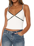 Lace Detail Contrast Trim Cami - Trendsi - Flyclothing LLC
