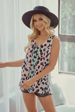 BiBi Leopard Printed Jersey Color Block Sleeveless Top - Trendsi - Flyclothing LLC