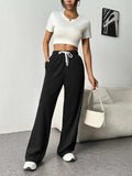 Drawstring Wide Leg Pants with Pockets - Trendsi - Flyclothing LLC