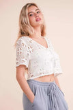 VERY J Front Tie Crochet Crop Top - Trendsi - Flyclothing LLC