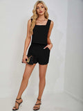 Square Neck Wide Strap Tank and Shorts Set - Trendsi - Flyclothing LLC