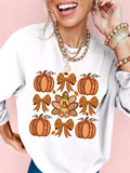 Halloween Pumpkin Bow Graphic Drop Shoulder Sweatshirt - Trendsi - Flyclothing LLC
