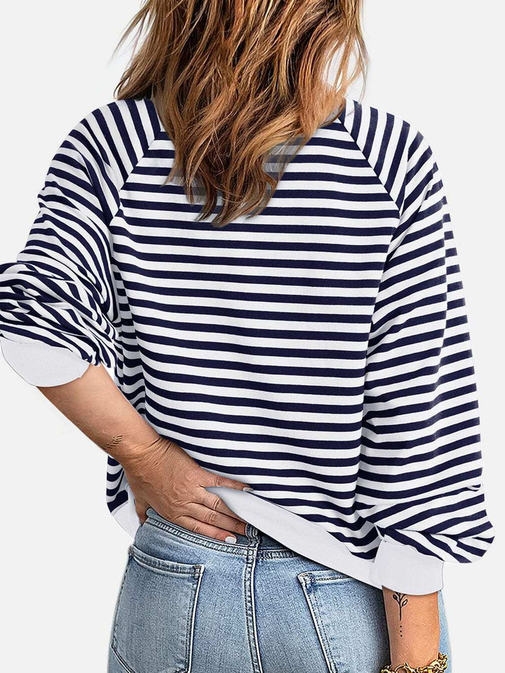 Striped Zip Up Long Sleeve Sweatshirt - Trendsi - Flyclothing LLC