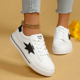 Star Round Toe Lace Up Sneakers - Trendsi - Flyclothing LLC