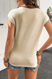 Contrast Trim Ribbed Knit Sleeveless Top - Trendsi - Flyclothing LLC