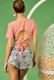 BiBi Rib Knit with Back Cross and Tied Detailed Top - Trendsi - Flyclothing LLC