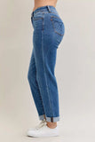 Judy Blue Full Size Mid Rise BF Classic Cuffed Jeans Plus Size - Trendsi - Flyclothing LLC