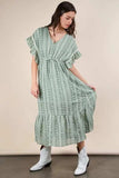 VERY J Embroidered Boho Ruffled Midi Dress - Trendsi - Flyclothing LLC