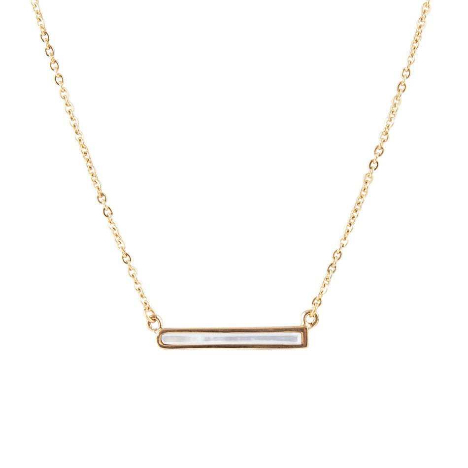 Dainty Mother of Pearl Bar Necklace - Barse Jewelry - Flyclothing LLC