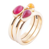 Dainty Stackable Red and Yellow Agate Golden Ring Set - Barse Jewelry - Flyclothing LLC
