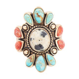 Dalmatian Jasper Multi Color Stone Golden Ring - Barse Jewelry - Flyclothing LLC