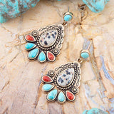 Dalmatian Jasper Colorful Golden Drop Earrings - Barse Jewelry - Flyclothing LLC