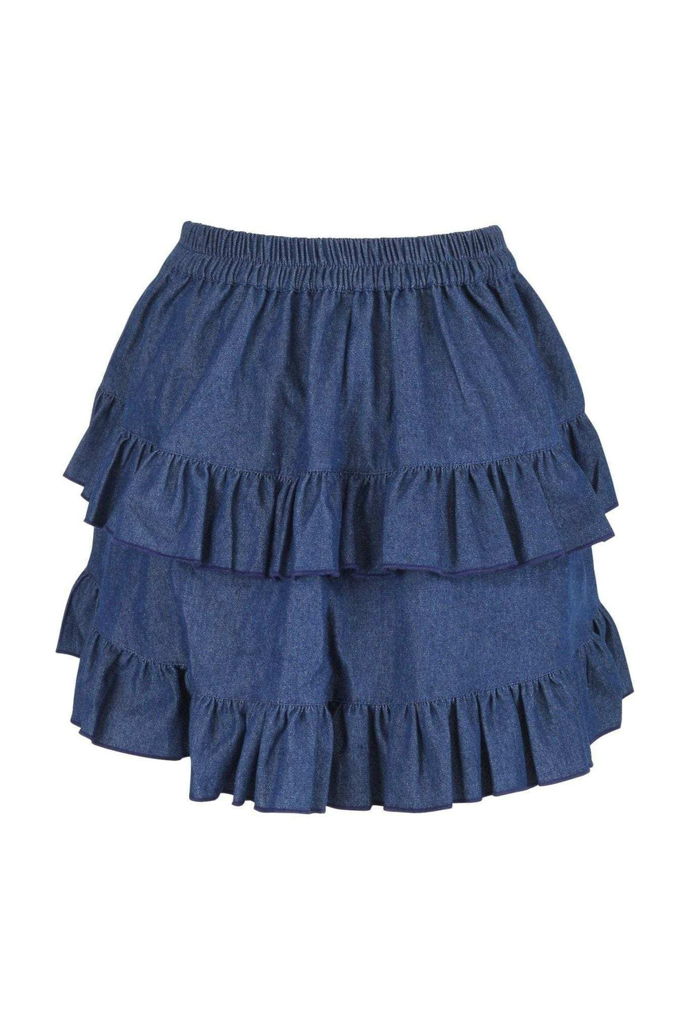 Daisy Corsets Dark Blue Denim Ruched Bustle Skirt - Daisy Corsets - Flyclothing LLC