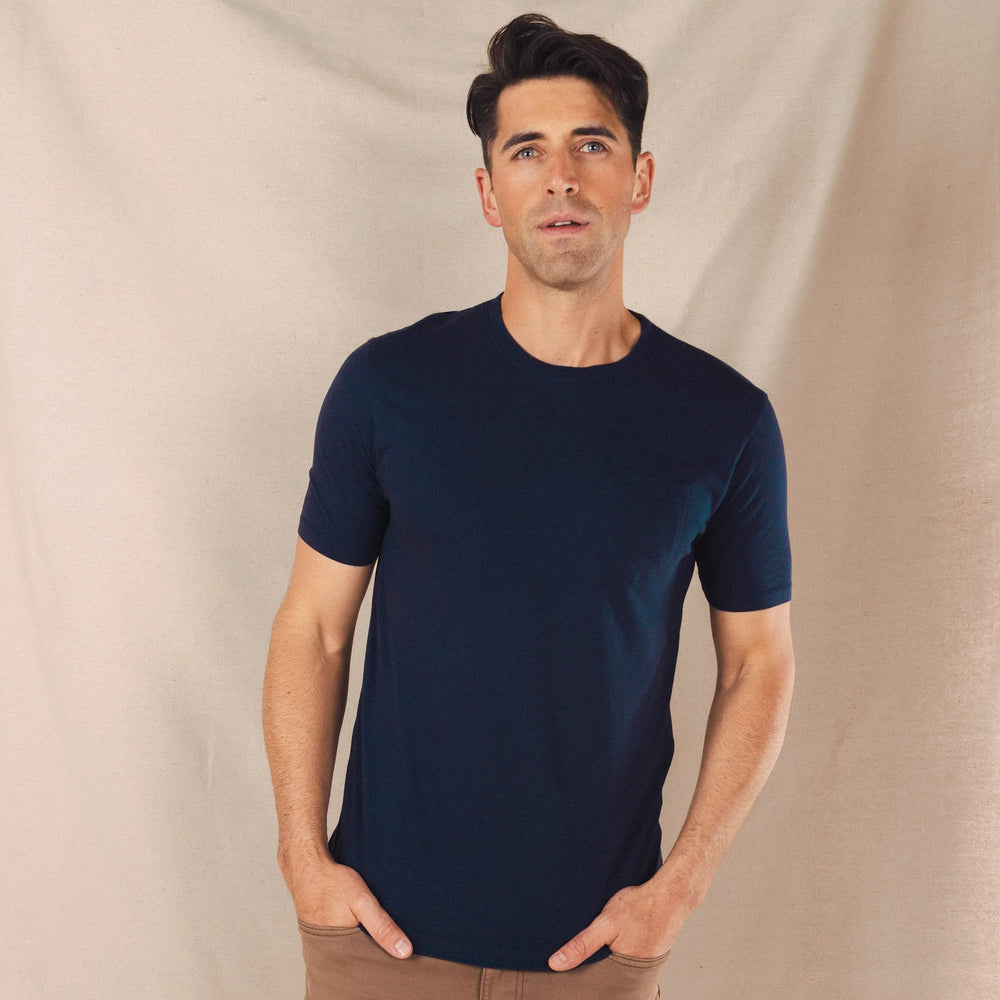The Blues Singer | Deep Navy Everyman™ Pocket T Shirt - Shinesty - Flyclothing LLC