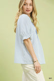 Umgee Stripe V-Neck Blouse - Trendsi - Flyclothing LLC