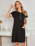 Contrast Stitching Contrast Short Sleeve Dress - Trendsi - Flyclothing LLC