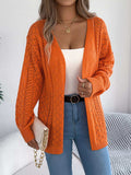 Openwork Open-Front Long Sleeve Cardigan - Trendsi - Flyclothing LLC