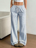 Drawstring Striped Wide Leg Pants - Trendsi - Flyclothing LLC