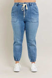 Judy Blue Full Size High Waist Denim Jogger Plus Size - Trendsi - Flyclothing LLC
