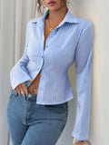 Striped Button-Up Long Sleeve Shirt - Trendsi - Flyclothing LLC