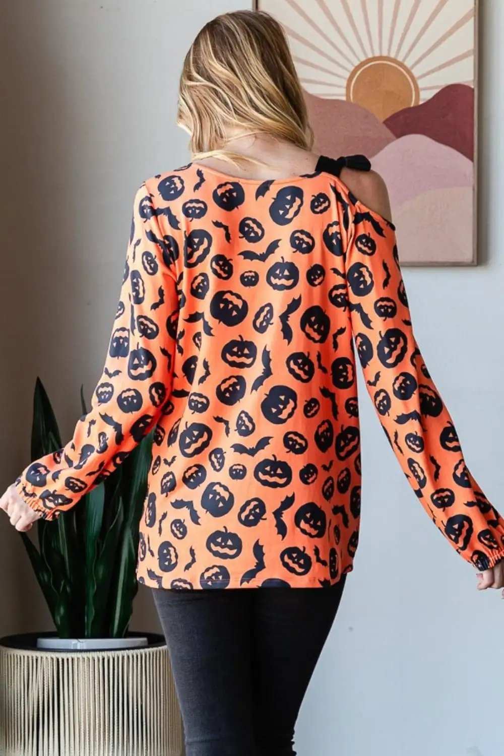 Heimish Pumpkin Print One Shoulder T-Shirt - Trendsi - Flyclothing LLC