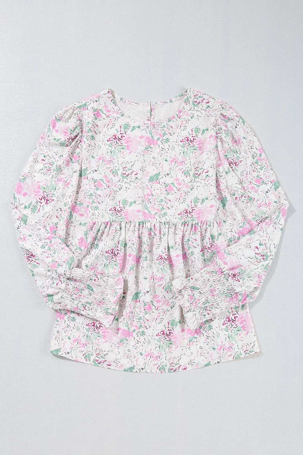 Printed Round Neck Long Sleeve Blouse - Trendsi - Flyclothing LLC