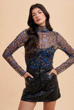 Annie Wear Floral Lettuce Hem Sheer Mesh Top - Trendsi - Flyclothing LLC