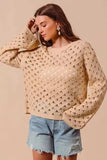 SO ME Geometric Pattern Open Knit Lightweight Sweater - Trendsi - Flyclothing LLC