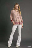 Umgee Floral Boho Peasant Blouse - Trendsi - Flyclothing LLC