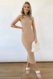 Slit Ribbed Round Neck Sleeveless Dress - Trendsi - Flyclothing LLC