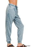 Zenana Acid Wash Fleece Sweatpants with Pockets - Trendsi - Flyclothing LLC