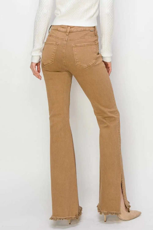 RISEN Bailey Full Size High Waist Side Slit Flare Jeans - Trendsi - Flyclothing LLC