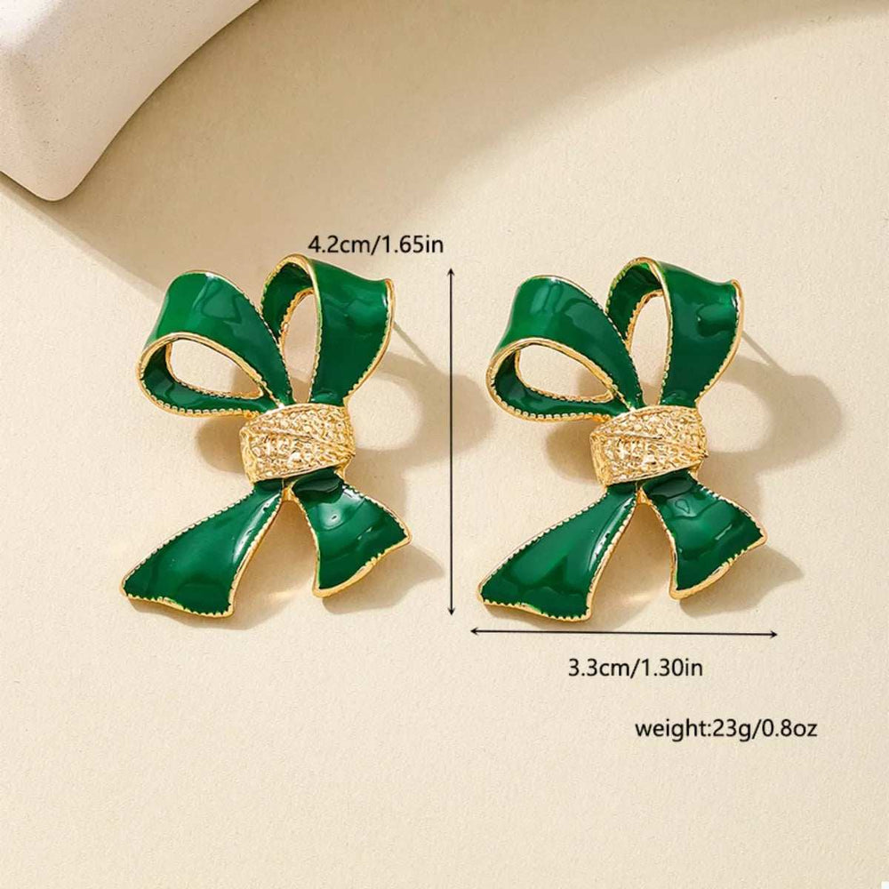18K Gold-Plated Bow Earrings - Trendsi - Flyclothing LLC