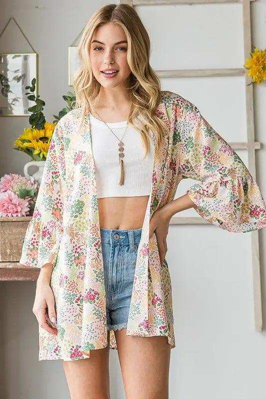 Heimish Full Size Multi Color Floral Open Cardigan Plus Size - Trendsi - Flyclothing LLC