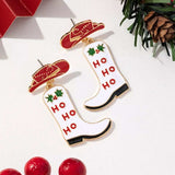 Christmas Cowboy Hat and Boot Dangle Earrings - Trendsi - Flyclothing LLC