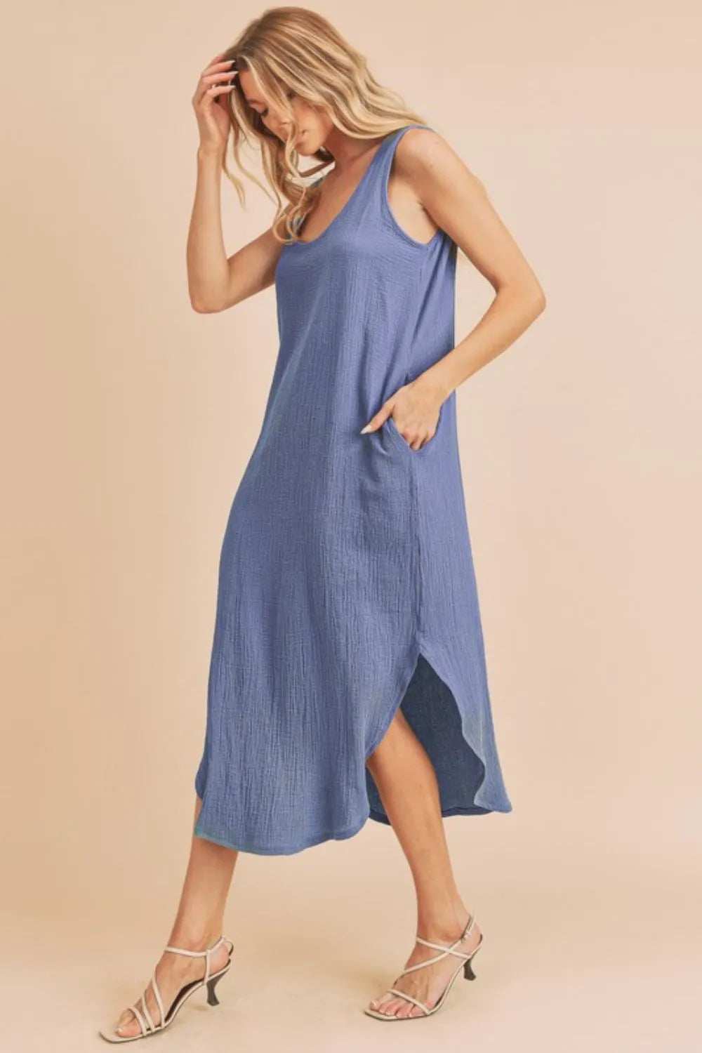 Aemi + Co Round Neck Midi Tank Dress with Pockets - Trendsi - Flyclothing LLC