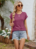 Round Neck Short Sleeve T-Shirt - Trendsi - Flyclothing LLC