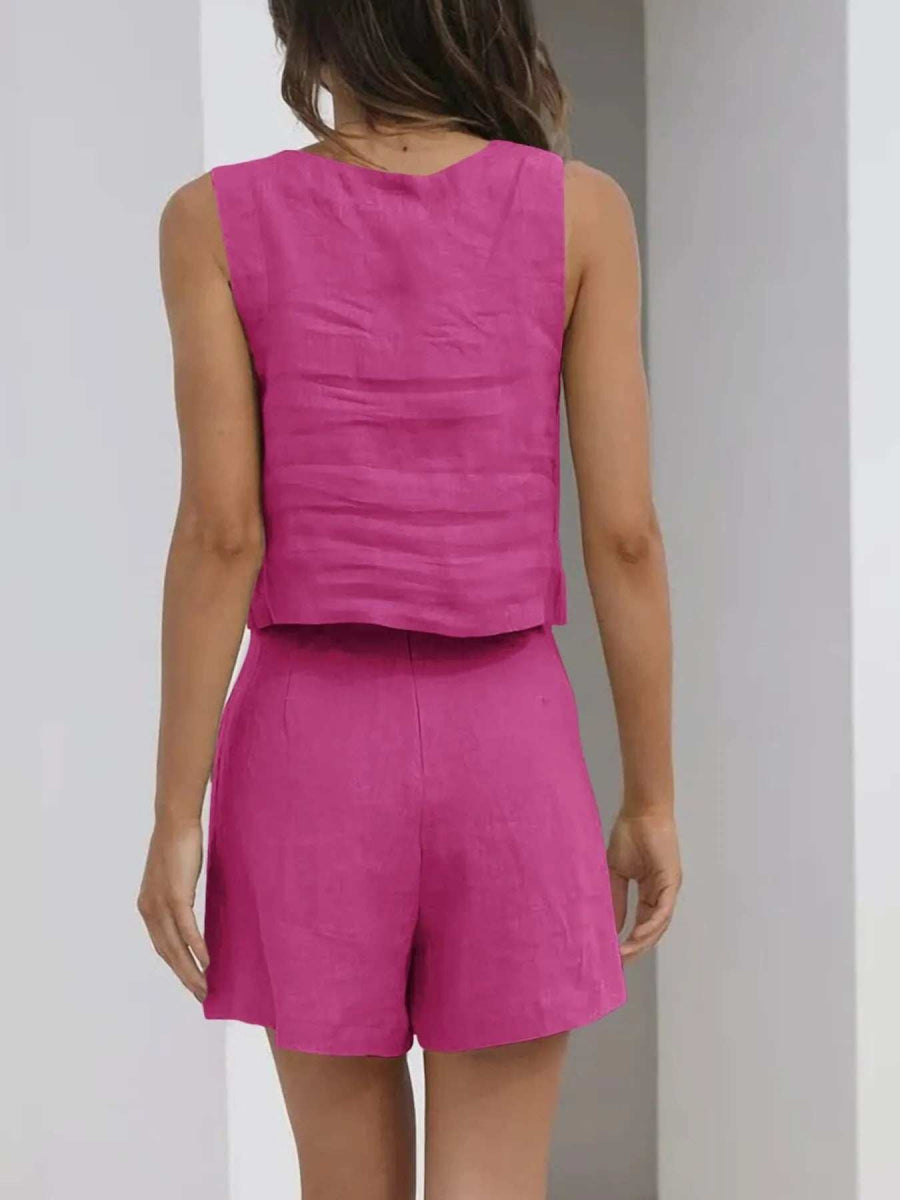 Square Neck Tank and Shorts Set - Trendsi - Flyclothing LLC