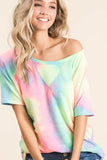 BiBi Tie Dye French Terry Print Top - Trendsi - Flyclothing LLC