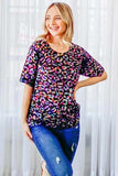 And The Why Leopard Foil Printed Half Sleeve Summer Sweater - Trendsi - Flyclothing LLC