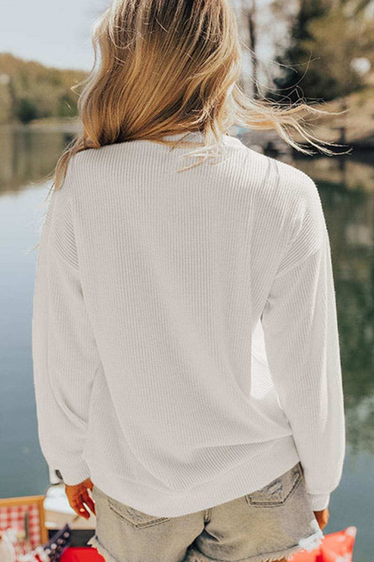 US Flag Corded Long Sleeve Sweatshirt - Trendsi - Flyclothing LLC