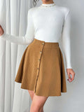 Buttoned Mini Skirt - Trendsi - Flyclothing LLC