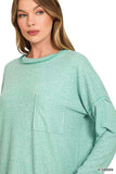 Zenana Soft Melange Hacci Round-Neck Long Sleeve T-Shirt - Trendsi - Flyclothing LLC
