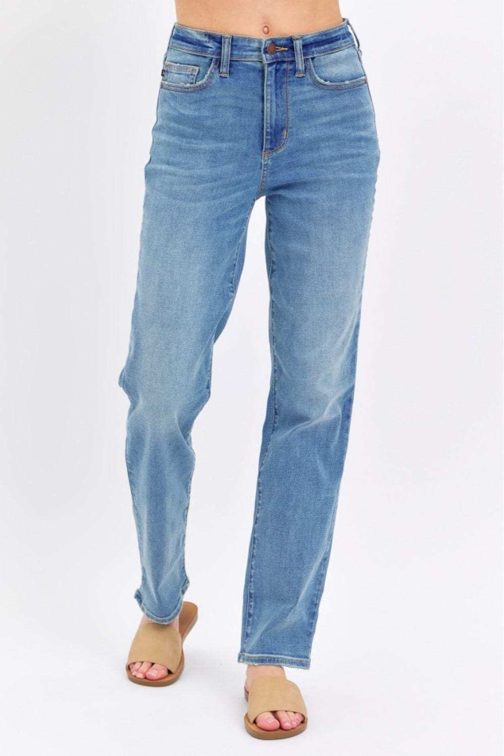 Judy Blue Full Size High Waist Straight Jeans - Trendsi - Flyclothing LLC
