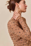 SO ME Floral Print Textured Long Sleeve Knit Top - Trendsi - Flyclothing LLC