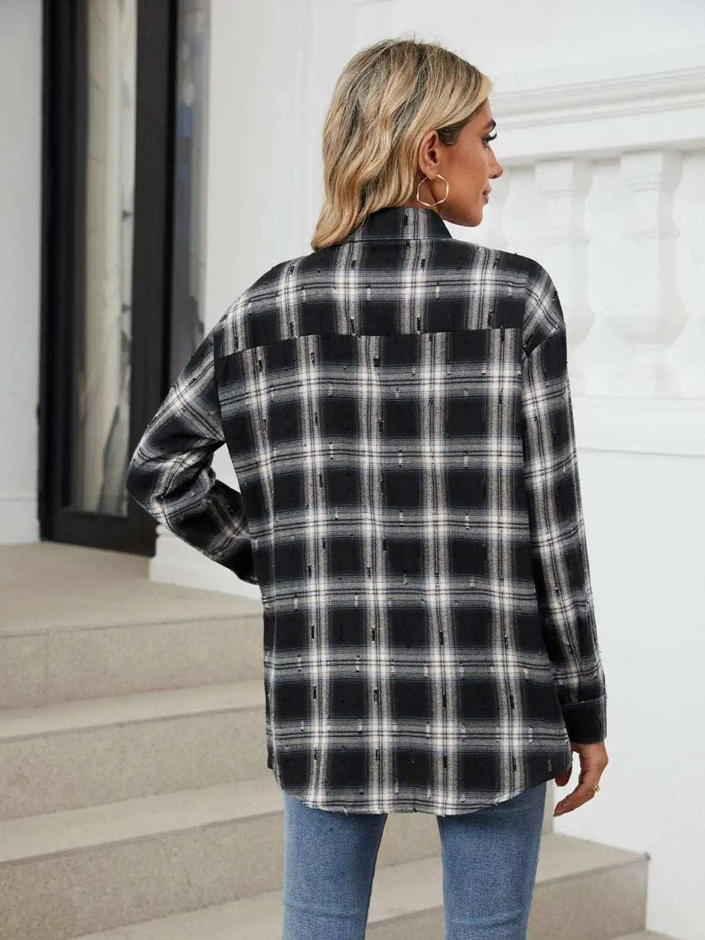 Plaid Button Up Long Sleeve Shirt - Trendsi - Flyclothing LLC