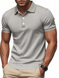 Men's Full Size Ribbed Short Sleeve Polo Plus Size - Trendsi - Flyclothing LLC