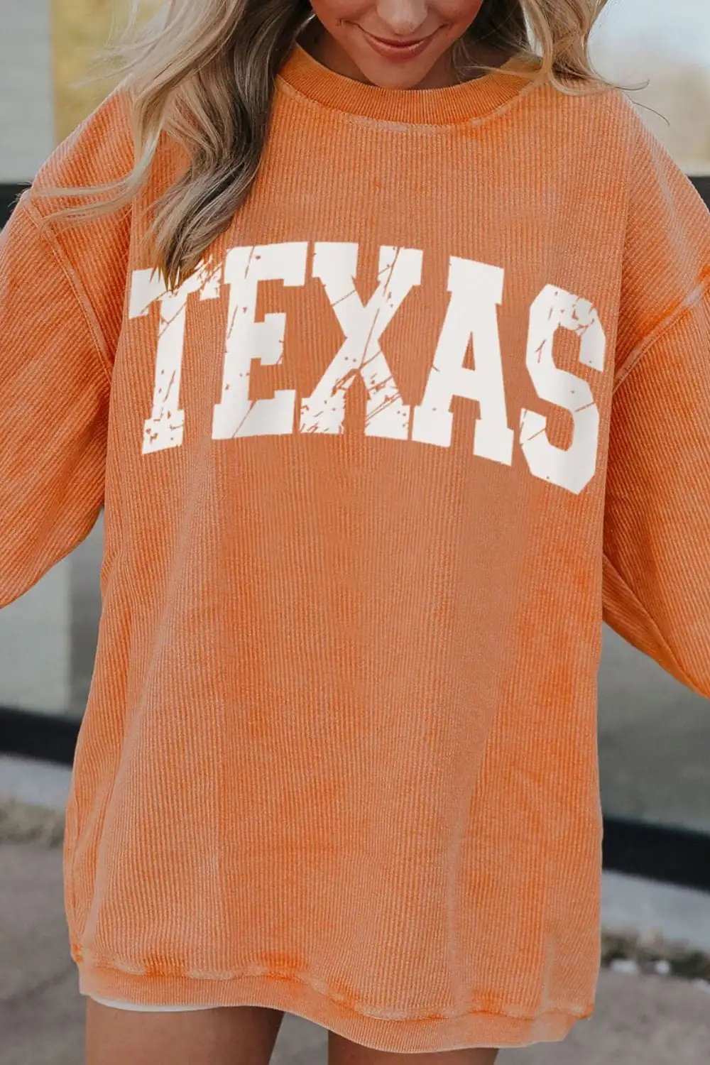 TEXAS Round Neck Long Sleeve Sweatshirt - Trendsi - Flyclothing LLC