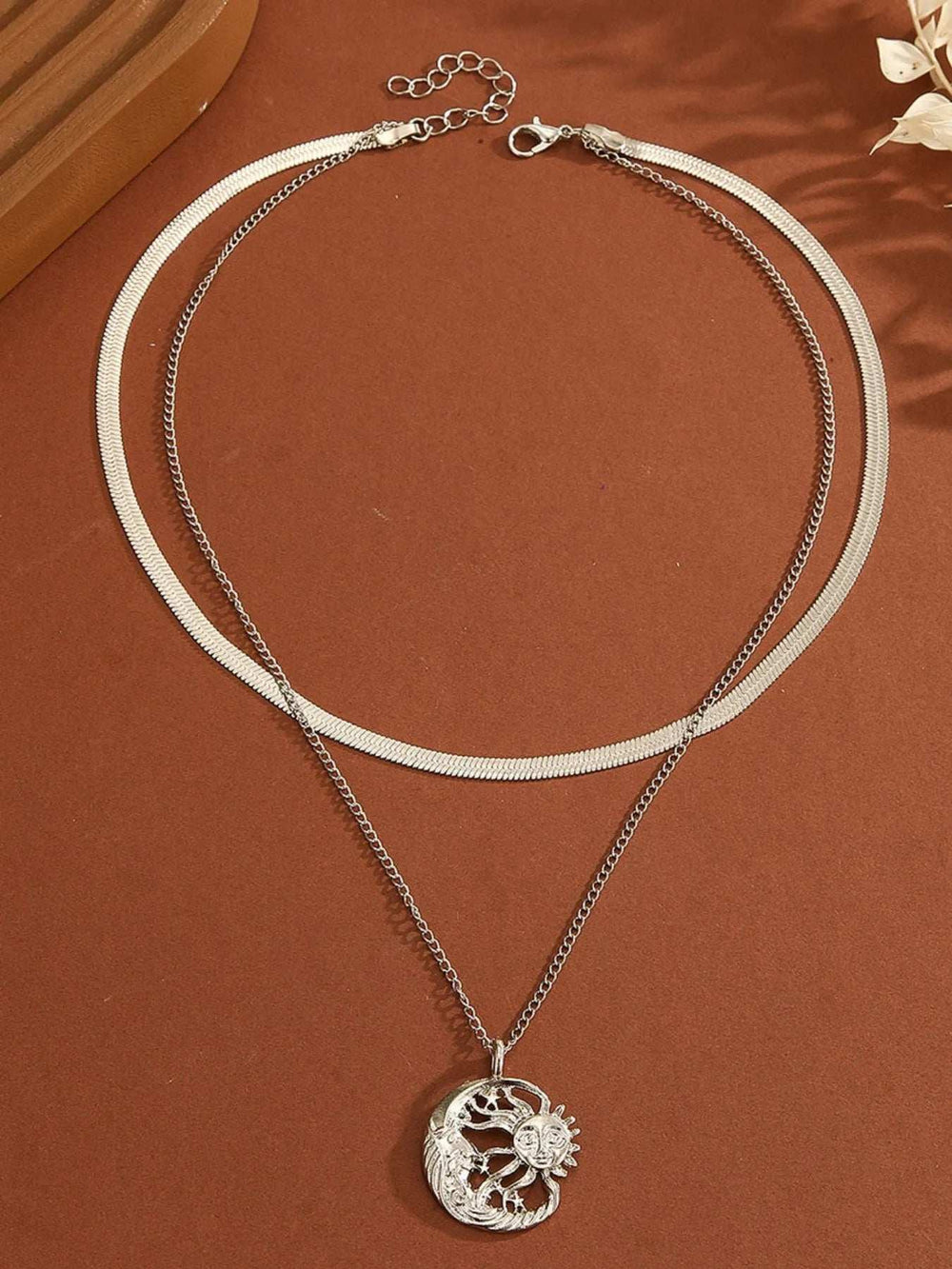 Double Layer Sun Moon Necklace - Trendsi - Flyclothing LLC