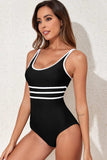 Contrast Trim Scoop Neck One-Piece Swimwear - Trendsi - Flyclothing LLC